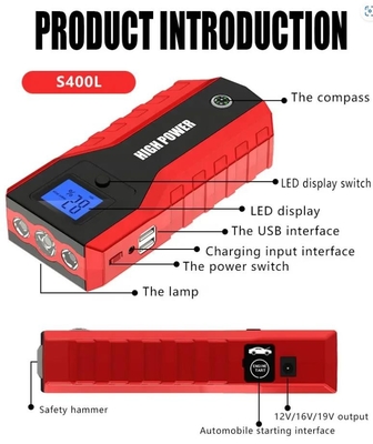 12V แบตเตอรี่รถยนต์แบบพกพา Jump Starter เครื่องจ่ายไฟอัตโนมัติธนาคาร 10000mAh เครื่องชาร์จแบตเตอรี่