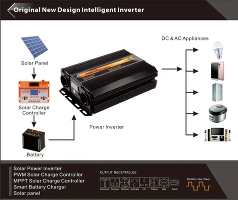 1000W 12v ถึง 220v Power Inverter 12V ถึง 110V รถอินเวอร์เตอร์พร้อมช่องจ่ายไฟ AC คู่