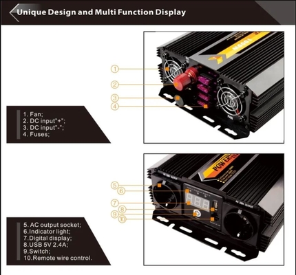 1000W 12v ถึง 220v Power Inverter 12V ถึง 110V รถอินเวอร์เตอร์พร้อมช่องจ่ายไฟ AC คู่