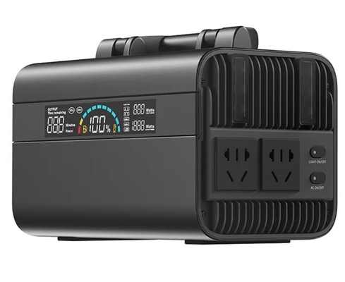 เอาต์พุตอินพุต 110V / 220V 600wh สถานีไฟฟ้าแบบพกพาพร้อมพลังงานแสงอาทิตย์และแสง 4w