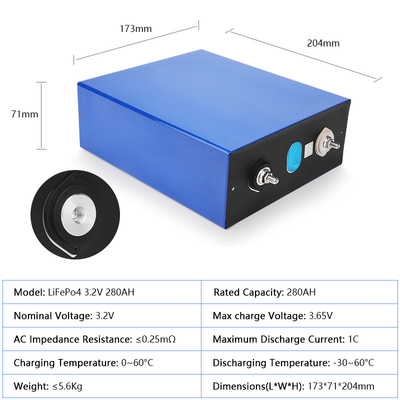 3.2V 280AH LiFePO4 ชุดแบตเตอรี่ 3500 รอบอายุการใช้งานสำหรับเครื่องมือไฟฟ้า