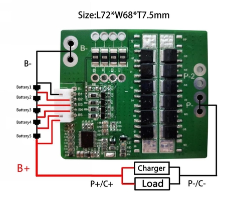 18.5V 30A 5S LTO แบตเตอรี่ BMS ความหนา 1.6 มม. สำหรับแบตเตอรี่ลิเธียมไอออน
