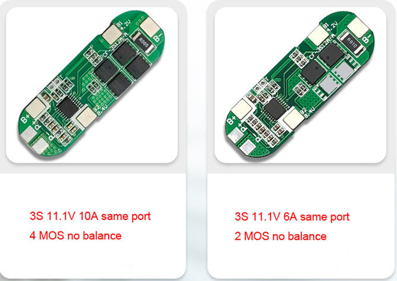 3S 6A 10A Li Ion 18650 BMS Pcm แผงป้องกันแบตเตอรี่ 11.1V 12V 12.6V