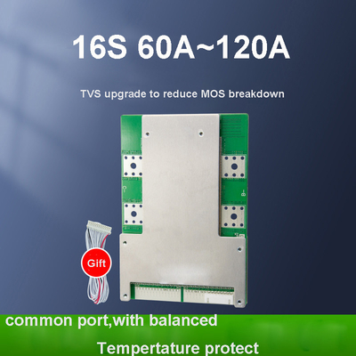 100A 120A 80A พอร์ตทั่วไป BMS 60v 16S 17s 48v FR-4 วัสดุ