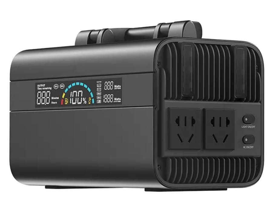 เอาต์พุตอินพุต 110V / 220V 600wh สถานีไฟฟ้าแบบพกพาพร้อมพลังงานแสงอาทิตย์และแสง 4w